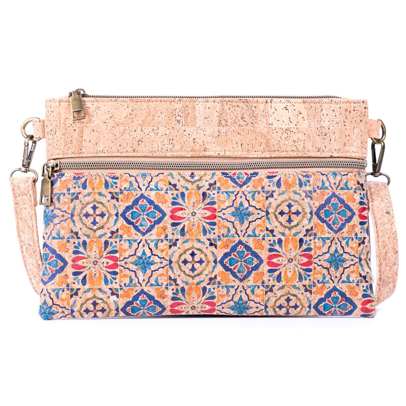 Eco-Friendly Natural Cork Sling Bag with Mosaic Patterns BAGD-598