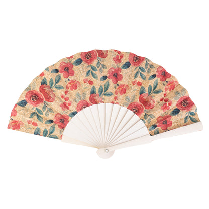 Cork Antique Wooden Folding Hand Fan  L-1197-12(12 Units)
