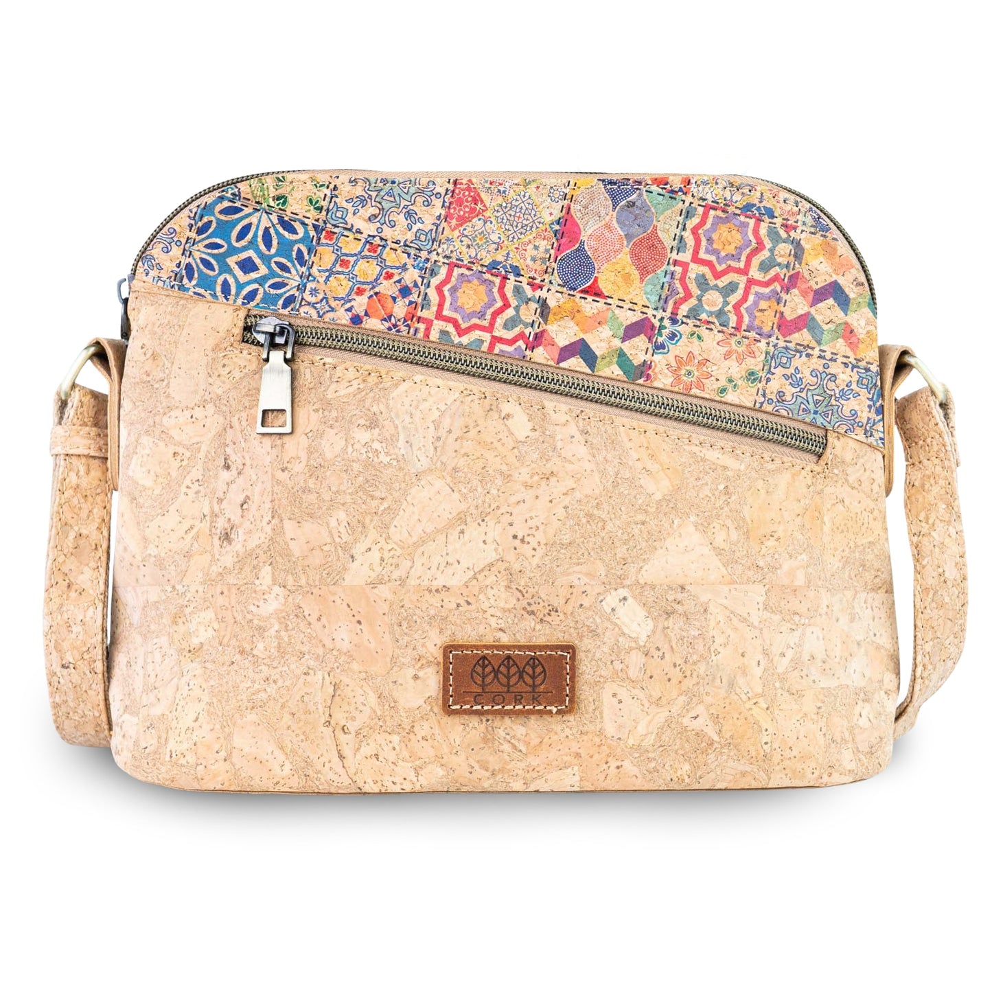 Natural Cork Crossbody Bag with Printed Accent BAGD-659