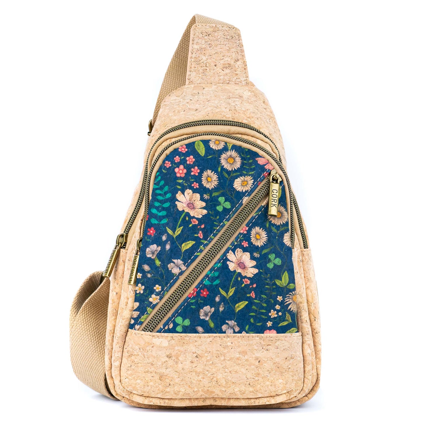 Cork Sling Bag with Printed Front Panel  BAG-2369