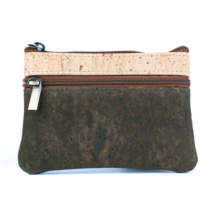 Triple Zipper Cork Coin Purse – Slim & Stylish Women's Wallet BAG-2356