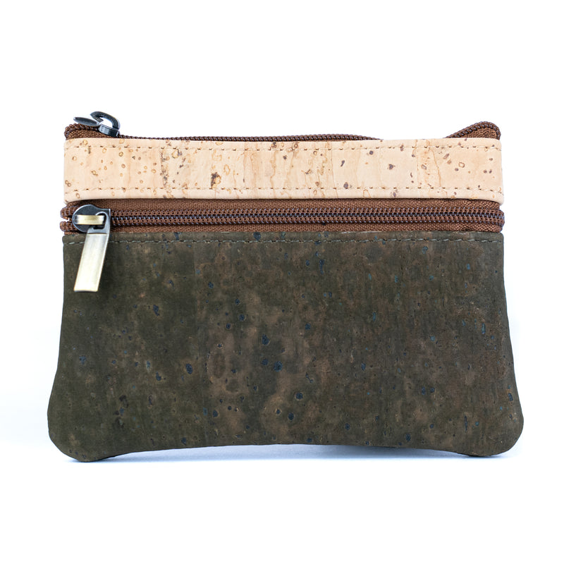 Triple Zipper Cork Coin Purse – Slim & Stylish Women&