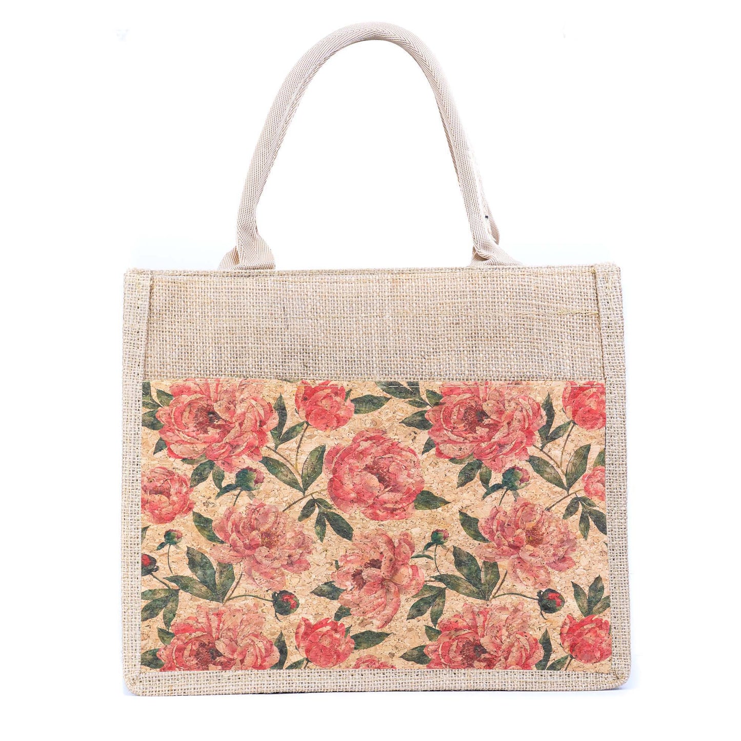 Floral Cork & Jute Tote Handbag BAG-2381