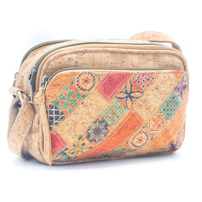 Floral & Mosaic Cork Crossbody Bag – Eco-Friendly & Stylish BAGF-057