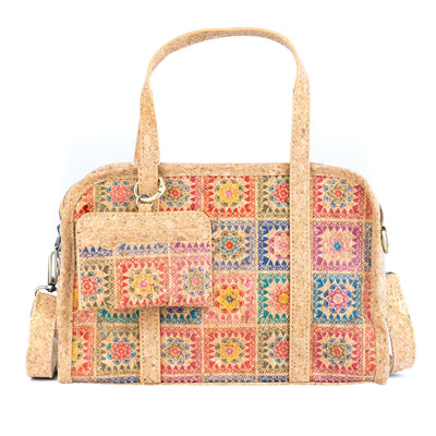 Cork Handbag – Floral & Mosaic Design, Eco-Friendly Elegance BAGD-342