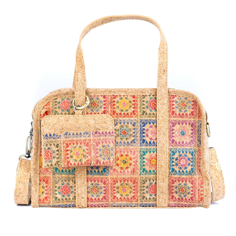 Cork Handbag – Floral & Mosaic Design, Eco-Friendly Elegance BAGD-342