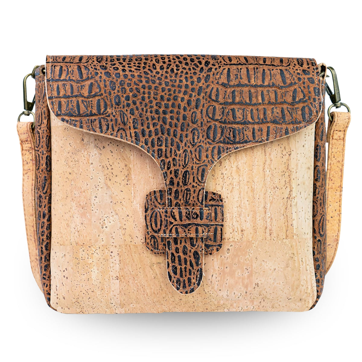 Compact Cork Crossbody Bag with Decorative Flap BAGP-397