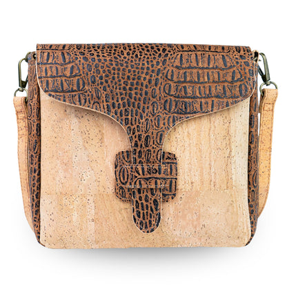Compact Cork Crossbody Bag with Decorative Flap BAGP-397