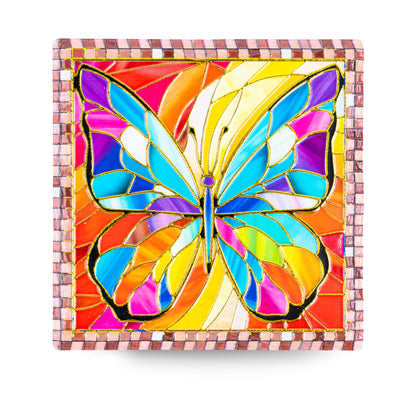 Embossed Ceramic Tile Coasters with Cork Backing – Butterfly Design L-1136-12 (12units)