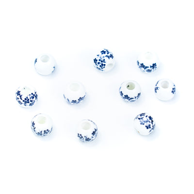 10pcs about 3mm round leather printed ceramic beads jewelry supplies jewelry finding D-5-3-200