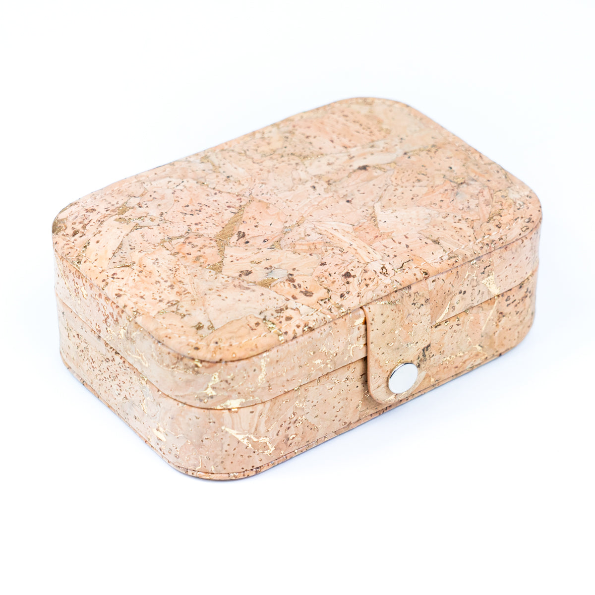 Natural/Golden/Patterned Cork Jewelry Storage Rectangular Box L-1014