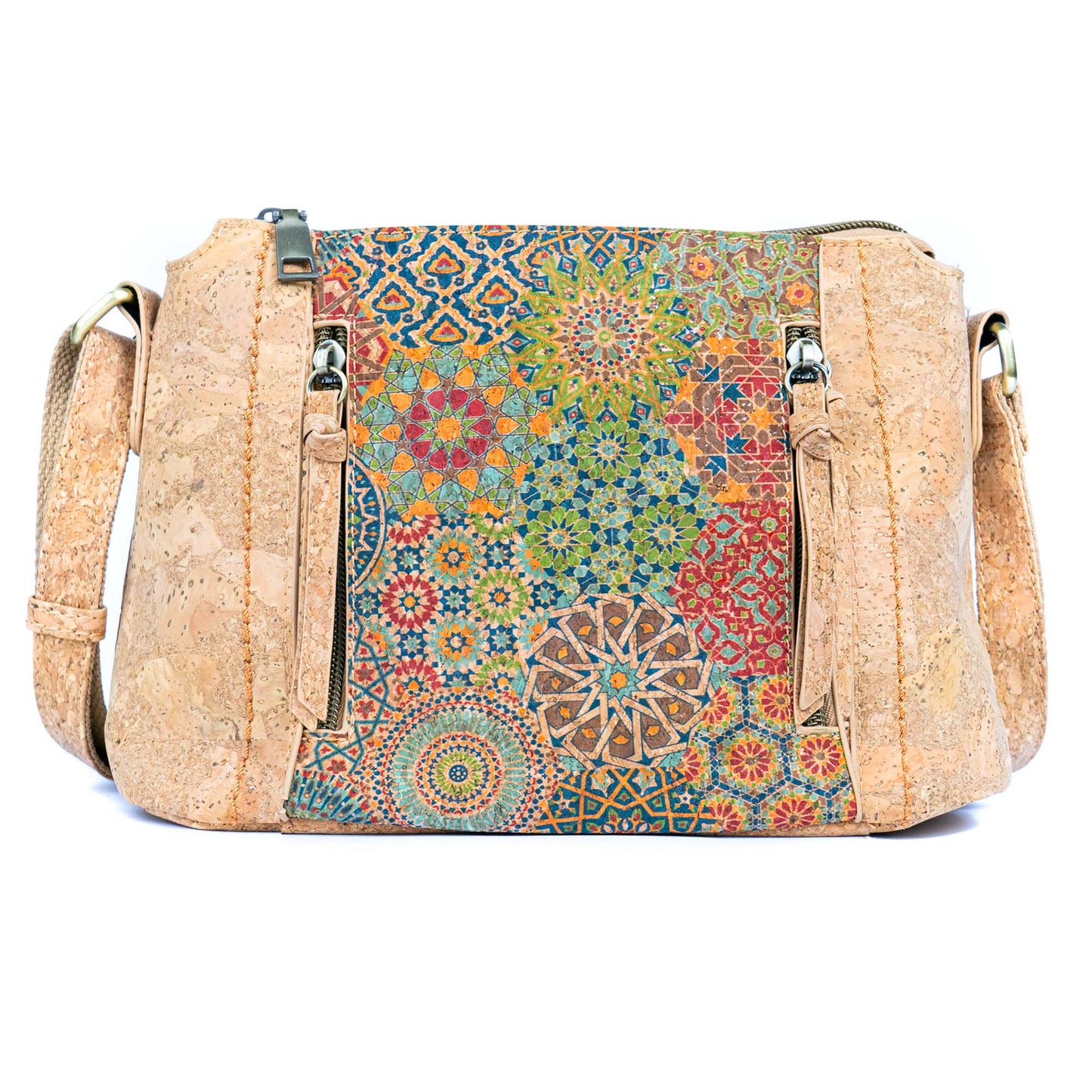 Cork Crossbody Bag – Colorful Tile Pattern BAGD-608