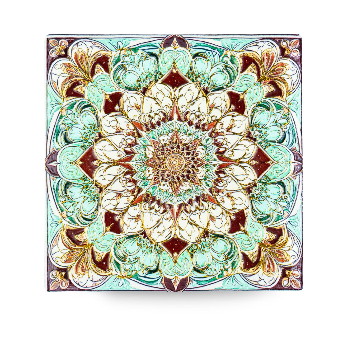 Mandala Ceramic Coasters with Cork Backing L-1138-12