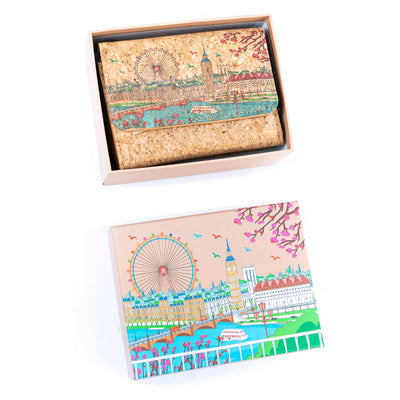 Women's Cork Wallet with City Landmarks Print BAGF-093