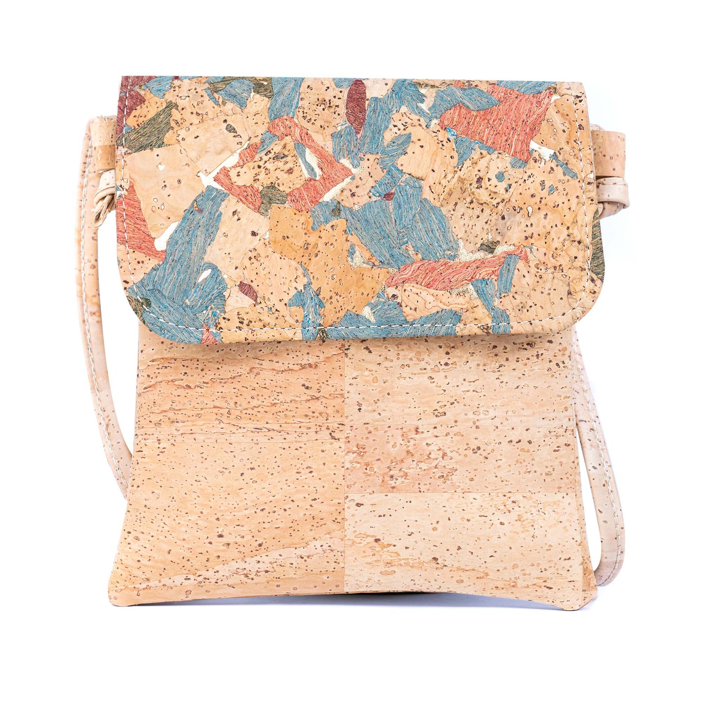 Eco-Friendly Cork Crossbody Bag with Flap Closure - Vegan Leather Shoulder Bag BAGP-344