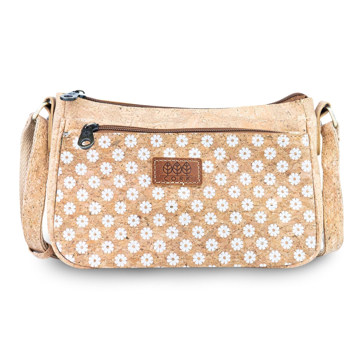 Cork Crossbody Bag with Front Zip Pocket – Adjustable Strap BAGD-653