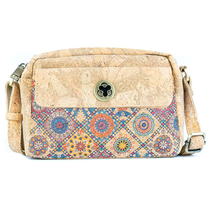 Cork Crossbody Bag Flap, Twist Lock & Dual Compartment BAGD-632