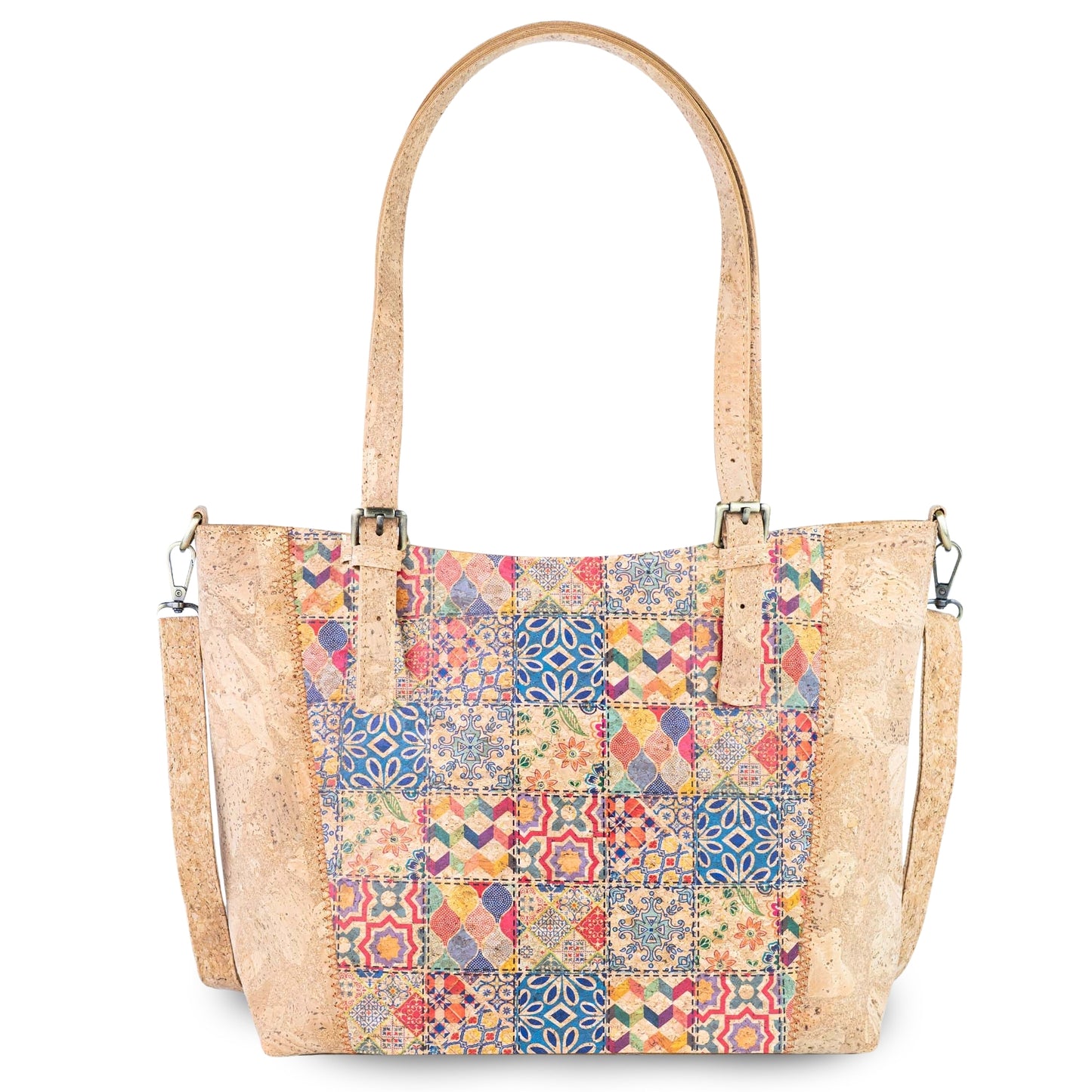 Natural Cork HandBag with Floral Print BAGD-660