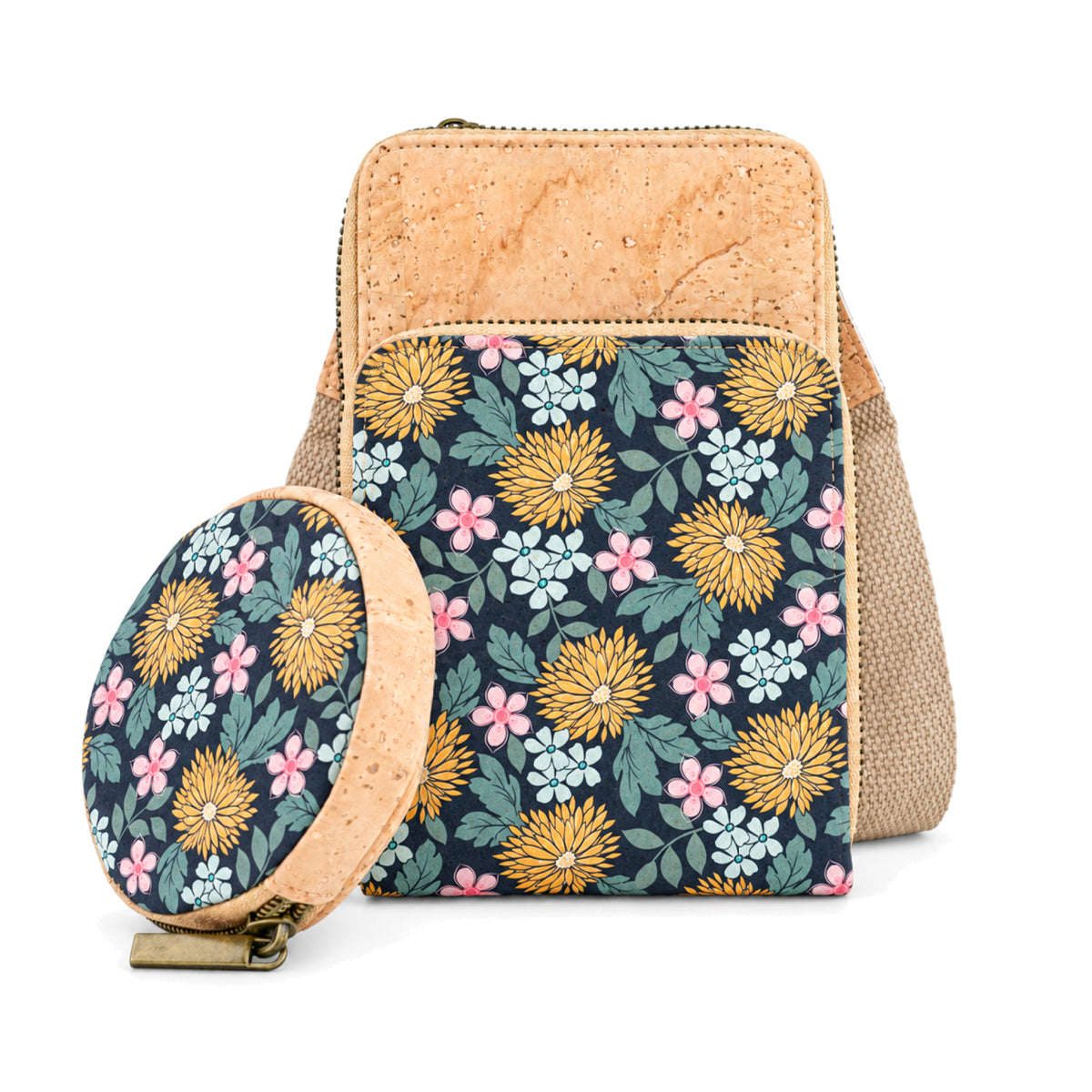 Cork Bloom Crossbody Phone Bag & Coin Purse — BAG-2411