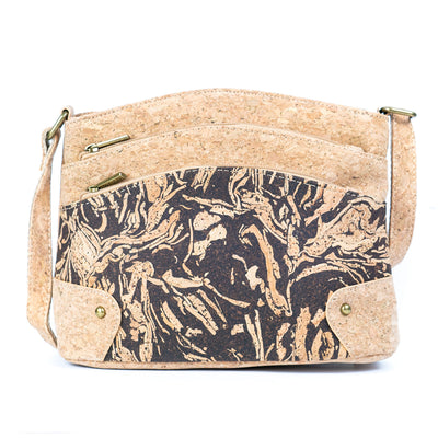 Women's Triple-Zip Crossbody Bag – Crafted from Cork and Coffee Grounds BAG-2340