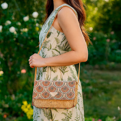 Vibrant Cork Crossbody Bag – Floral & Mosaic Delight BAGF-090