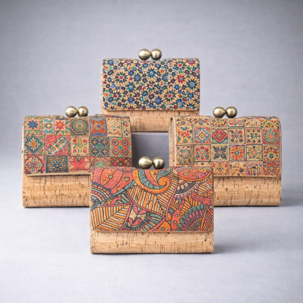Natural Cork Print Women's Cardholder and Wallet with Antiqu BAGF-064