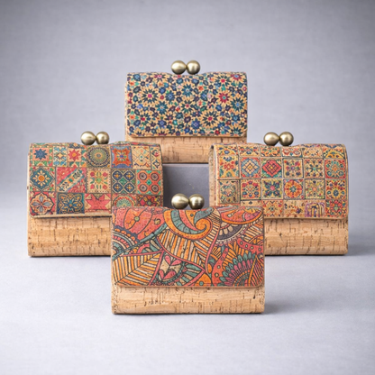 Natural Cork Print Women's Cardholder and Wallet with Antiqu BAGF-064