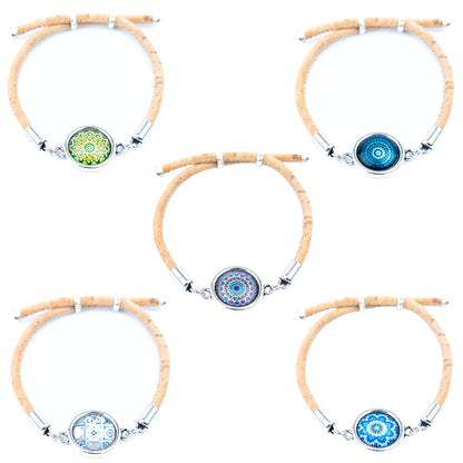 Natural Cork Bracelets with Portuguese-Inspired Cabochons – Fixed Assortment – Handmade in Portugal DBR-038-A/B-MIX-5
