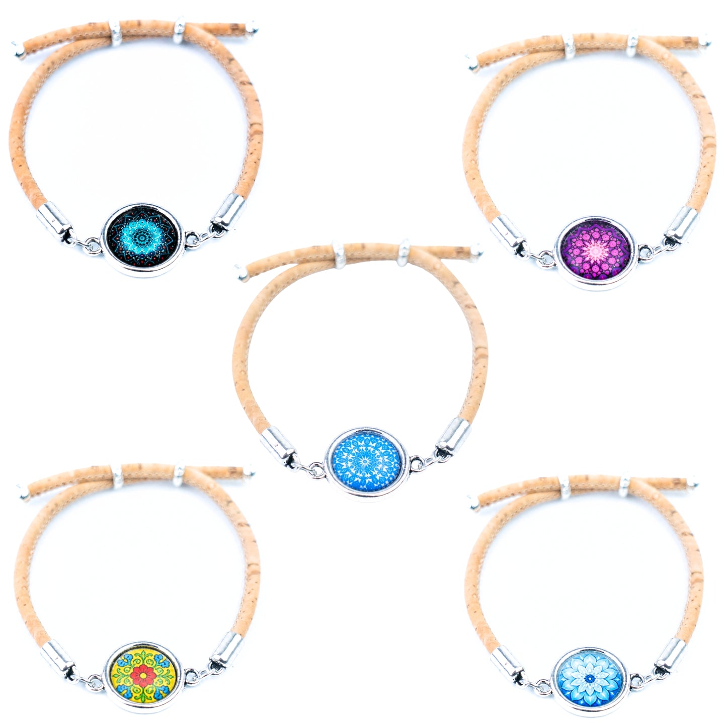 Natural Cork Bracelets with Portuguese-Inspired Cabochons – Fixed Assortment – Handmade in Portugal DBR-038-A/B-MIX-5
