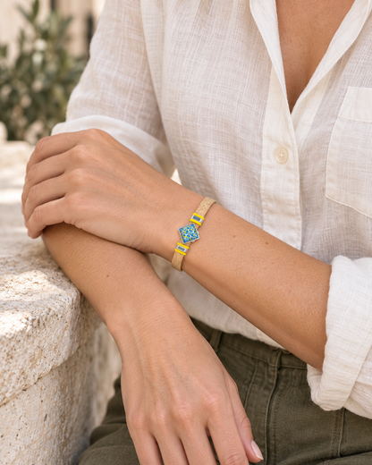 Portuguese Handmade 10mm Flat Cork Bracelet with Colorful Pattern – Pack of 5pcs- DBR-052-MIX-5