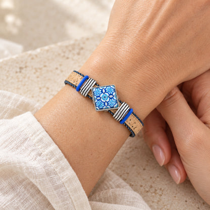 Portuguese Tile Cork Bracelet – Unisex Magnetic Clasp  DBR-064-MIX-5