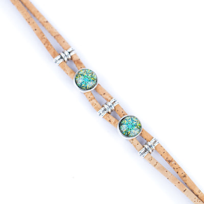 Natural cork cord  alloy accessories handmade women's bracelet BR-467-MIX-6