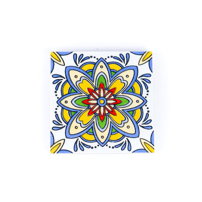 Elegant Portuguese Tile-Inspired Ceramic & Cork Coasters - Set of 8 L-1099