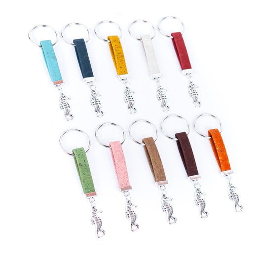 Colorful cork and seahorse accessories handmade keychains I-097-MIX-10