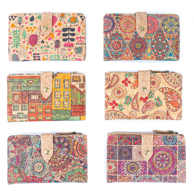 Printed Cork Women's Wallets BAGD-316A-MIX-6（6units）