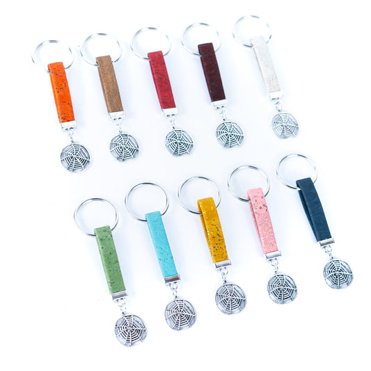 Colorful cork and net accessories handmade keychains I-03-A-MIX-10