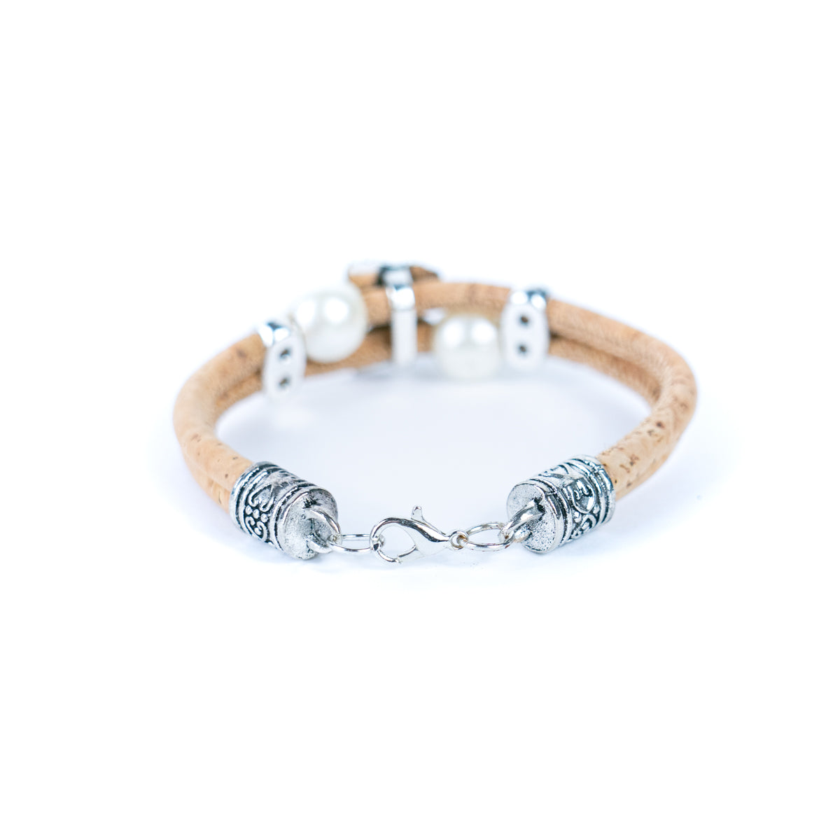 Natural cork with round beads handmade bracelet (adjustable jewelry) BR-484-5（NEW)）