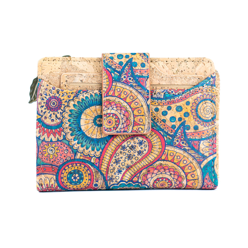 Cork Zipper Wallet – Mosaic and Floral Pattern BAGF-107