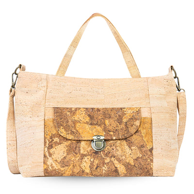 Natural Cork Handbag | Vegan Shoulder Bag with Front Pocket BAGP-317
