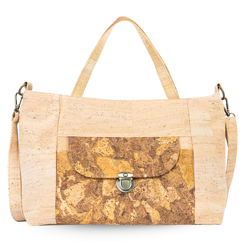 Natural Cork Handbag | Vegan Shoulder Bag with Front Pocket BAGP-317