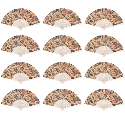 Cork Antique Wooden Folding Hand Fan  L-1197-12(12 Units)