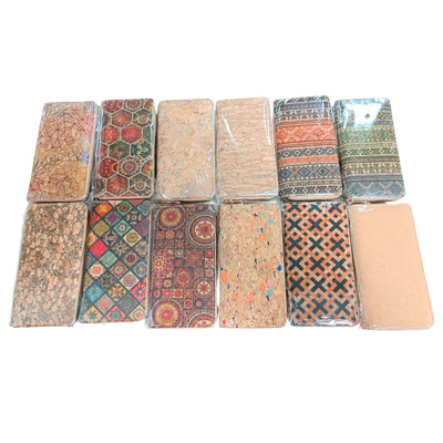 Natural cork with flower pattern zipper women wallet BAGD-589（12units）