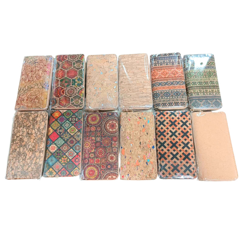 Natural cork with flower pattern zipper women wallet BAGD-589（12units）