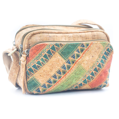 Floral & Mosaic Cork Crossbody Bag – Eco-Friendly & Stylish BAGF-057