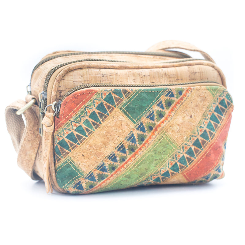 Floral & Mosaic Cork Crossbody Bag – Eco-Friendly & Stylish BAGF-057