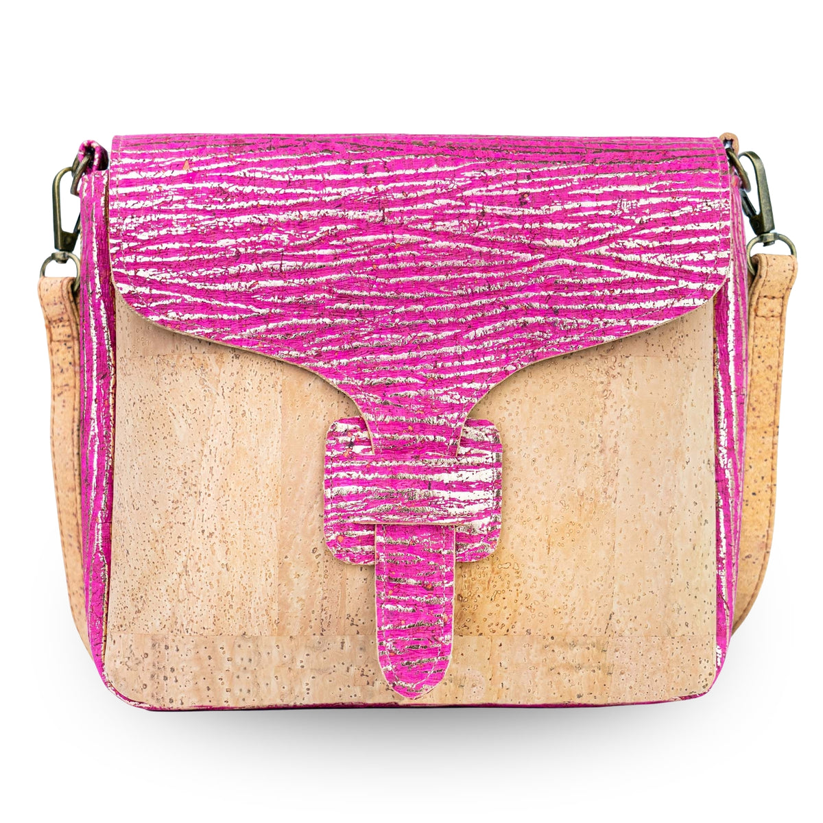 Compact Cork Crossbody Bag with Decorative Flap BAGP-397