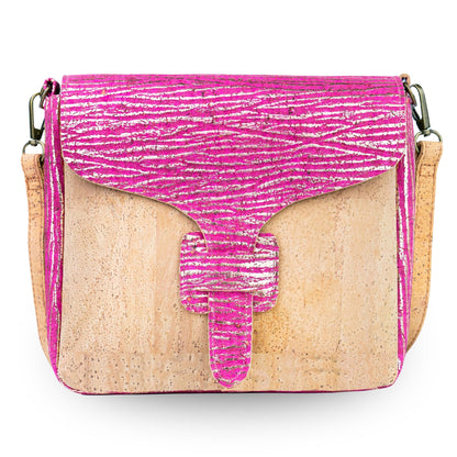 Compact Cork Crossbody Bag with Decorative Flap BAGP-397