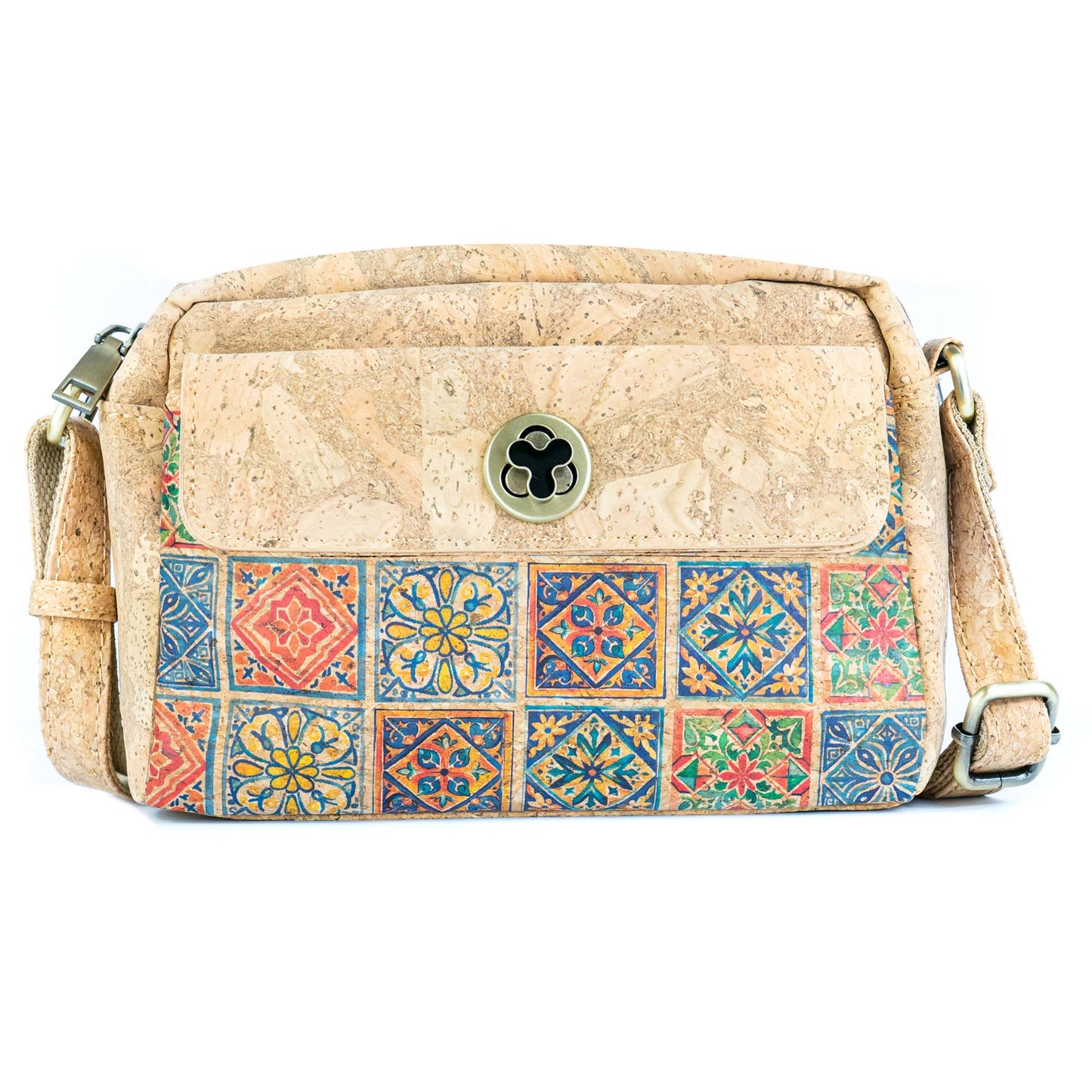 Cork Crossbody Bag Flap, Twist Lock & Dual Compartment BAGD-632