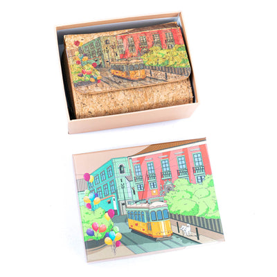 Women's Cork Wallet with City Landmarks Print BAGF-093