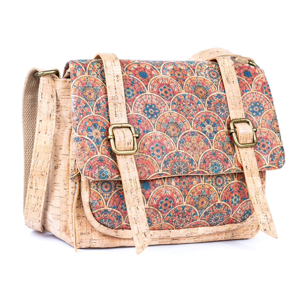 Printed Cork Messenger Crossbody Bag — BAGD-630